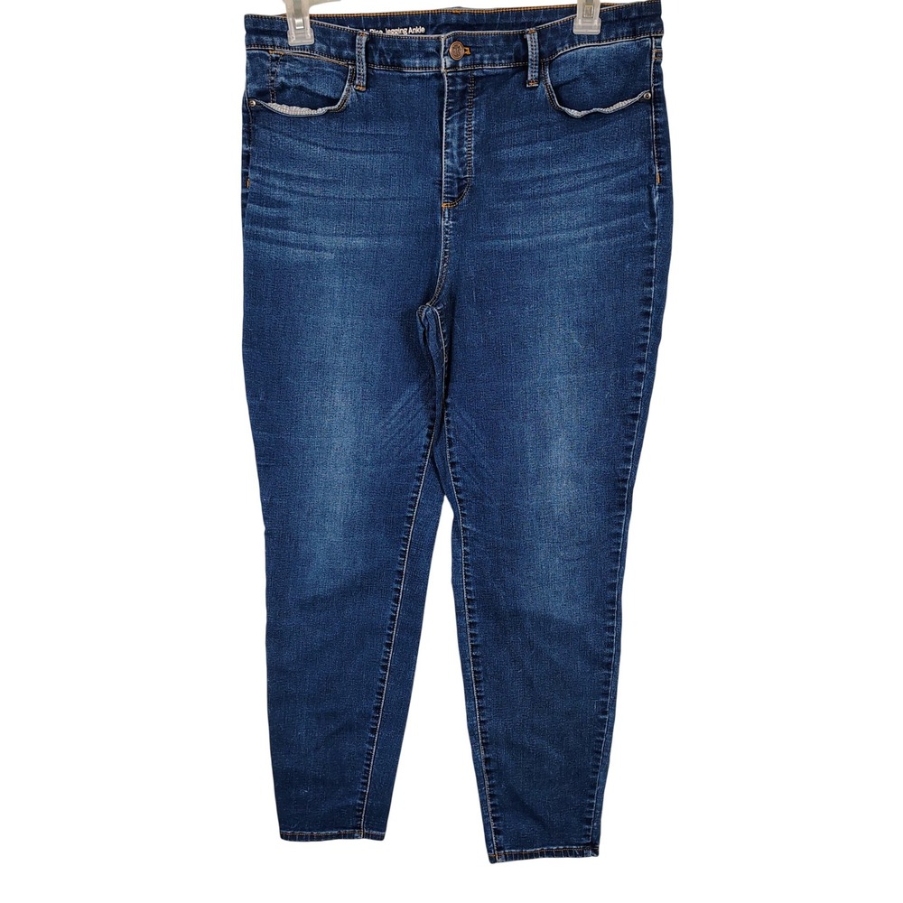 Talbots Flawless High Rise Jegging Ankle Blue Jeans Dark Wash Size 16